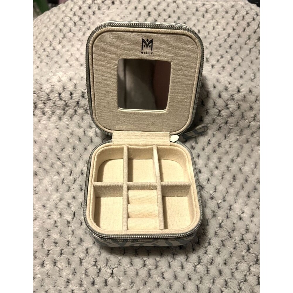 Zebra Travel Jewelry Box With Mirror and Compartments by Milly New without tags